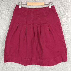 Junee Women's Size Large Red Denim A-Line Knee Length Pleated Skirt Cotton Blend